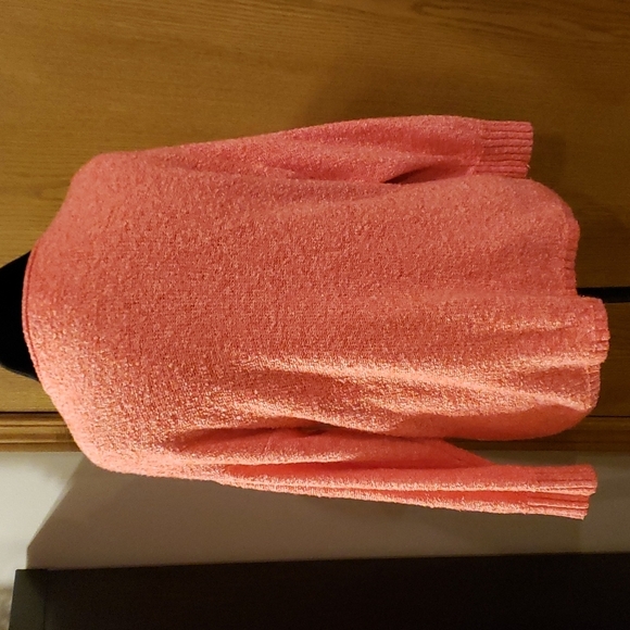 J jill purejill salmon pink vneck textured sweater - Picture 5 of 7